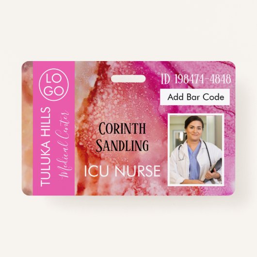 Medica Foto ID Roze Blends Ink Mix Badge (Voorkant)