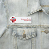 Medical 3D Caduceus Cross Red Silver Naamplaatje (In situ)