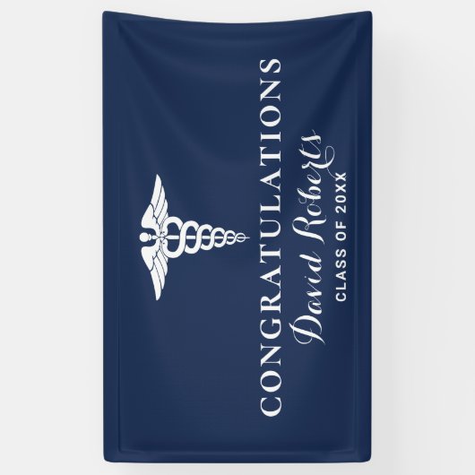 Medical Afstuderen Navy Blue Spandoek (Verticaal)