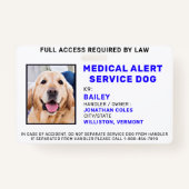 Medical Alert Service Dog Photo ID Badge (Voorkant)