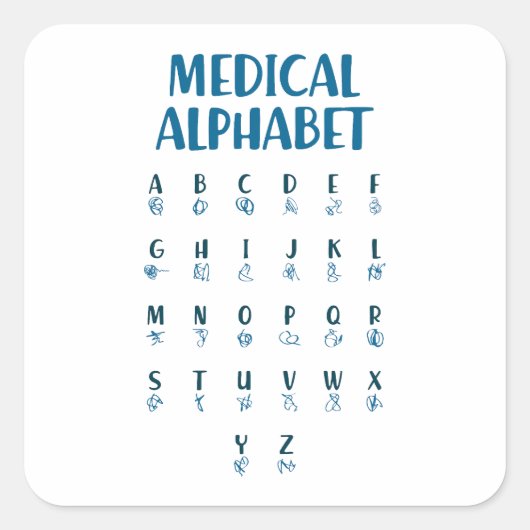 Medical Alphabet Vierkante Sticker (Voorkant)
