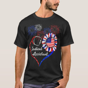 Medical Assistant Sunflower American Flag 4e van j T-shirt