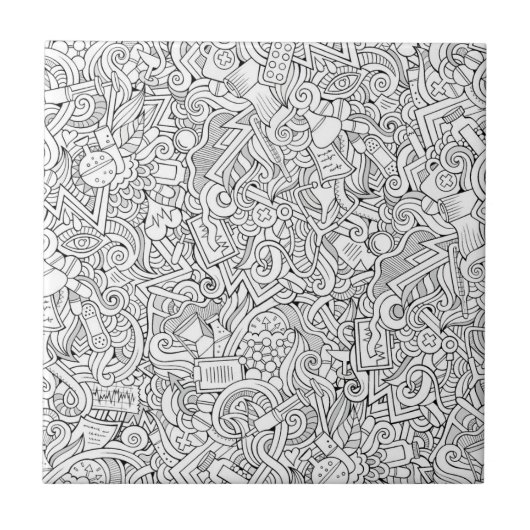 Medical B&W-patroon Tegeltje (Voorkant)