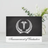 Medical Caduceus Laurel Afstuderen Uitnodiging (Staand voorkant)