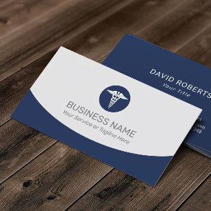 Medical Caduceus Logo Professional Navy Blue Visitekaartje