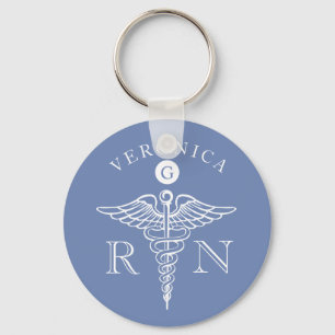 Medical Caduceus Symbool Nurse Monogram Sleutelhanger