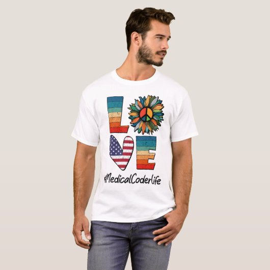 Medical Coder Life Peace Love T-shirt (Voorkant volledig)