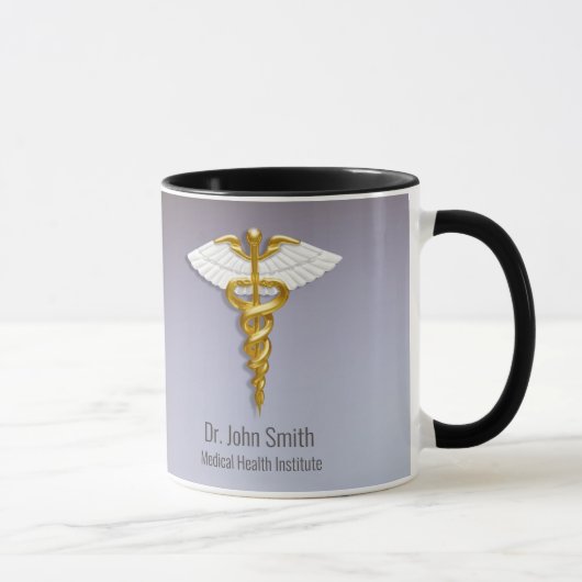 Medical Elegant Gold Caduceus White Wings Mok (Rechts)