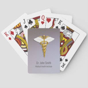 Medical Elegant Gold Caduceus White Wings Pokerkaarten