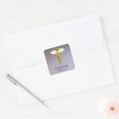 Medical Elegant Gold Caduceus White Wings Vierkante Sticker (Envelop)