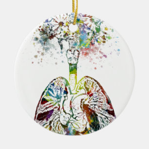 Medical Gifts Heart en Lungs Motif Keramisch Ornament