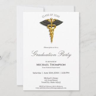 Medical Gold Caduceus Black Wings Afstuderen Kaart