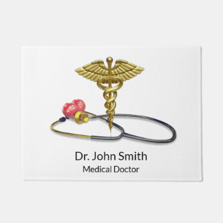 Medical Gold Caduceus & Stethoscope with Heart Deurmat