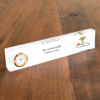 Medical Gold Stethoscope & Caduceus with Heart Naambordje