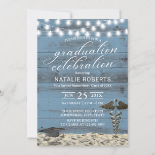 Medical Graduation Party Rustic Dusty Blue Beach Kaart