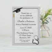 Medical Grey Afstuderen Uitnodiging (Staand voorkant)