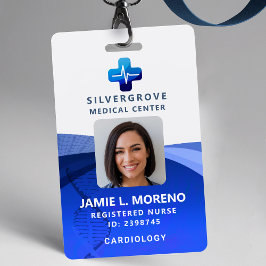 Medical Healthcare Logo DNA Blue Photo Nurse ID Badge