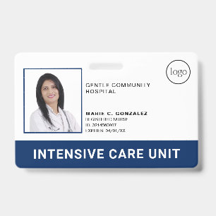Medical Hospital Navy Blue Logo Foto ID Badge