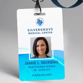 Medical Logo Healthcare Modern Aqua Photo Nurse ID Badge
