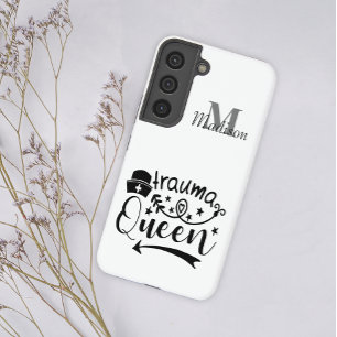 Medical Nurse Fun Trauma Queen Monogram Naam toevo Samsung Galaxy Hoesje