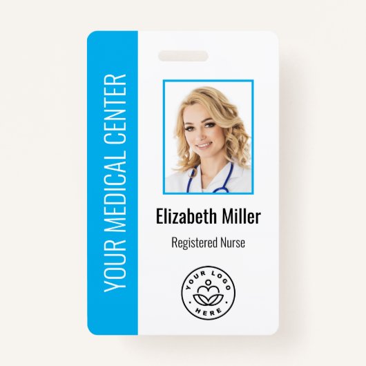 Medical Professional Aangepaste foto en tekst Blau Badge (Voorkant)