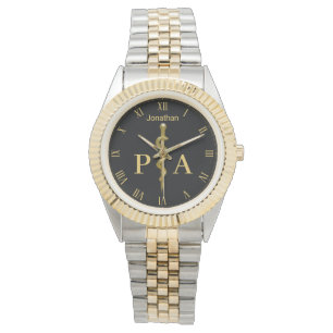 Medical Rod Asclepius Gold Physician Assistant Horloge