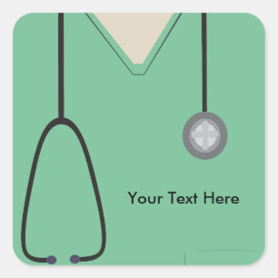Medical Scrubs Doctor Nurse Light Green Sq Sticker