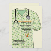 Medical Scrubs Pattern Afstuderen Invitation Kaart (Voorkant / Achterkant)