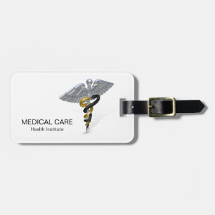 Medical Silver Caduceus Black Gold - Bagagelabel