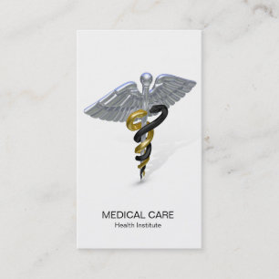 Medical Silver Caduceus Black Gold - Visitekaartje
