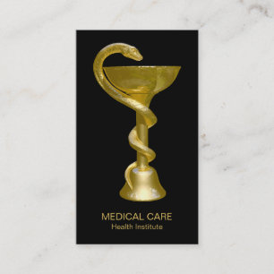 Medical Snake Bowl Hygieia Classy Gold Caduceus Visitekaartje