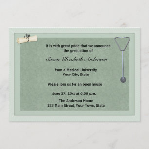 Medical Stethoscoop Green Afstuderen Invitation Kaart