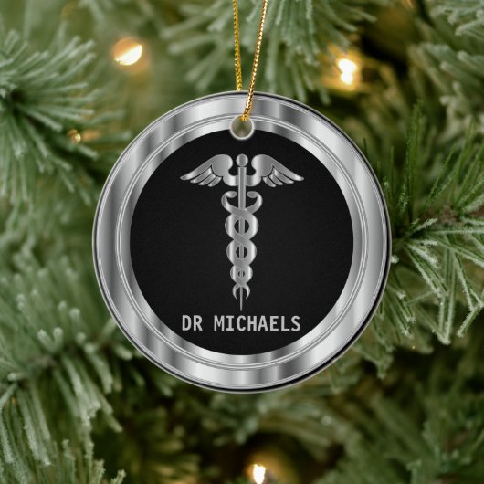 Medical Symbol 👨⚕️ - Black and Silver Keramisch Ornament (Boom)