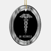 Medical Symbol 👨⚕️ - Black and Silver Keramisch Ornament (Rechts)