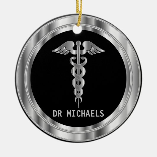 Medical Symbol 👨⚕️ - Black and Silver Keramisch Ornament (Voorkant)