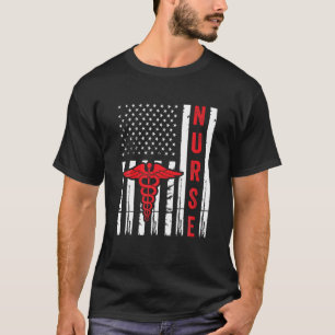 Medical Symbool Caduceus American Flag  Nurs T-shirt