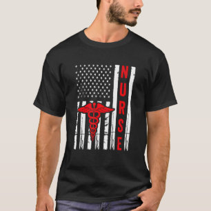 Medical Symbool Caduceus American Flag  Nurs T-shirt