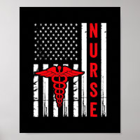 Medical Symbool Caduceus American Flag 