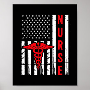 Medical Symbool Caduceus American Flag  Poster