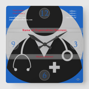Medical Theme Wall Clock HAMbyWG Vierkante Klok