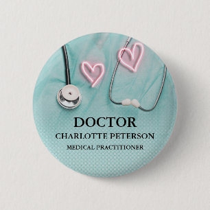 Medical Uniform Stethoscoop Doctor Name Tag Ronde Button 5,7 Cm