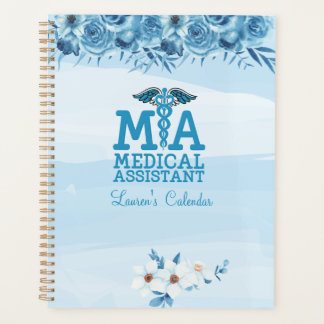 Médicale Assistant Floral bleu Personnalisé