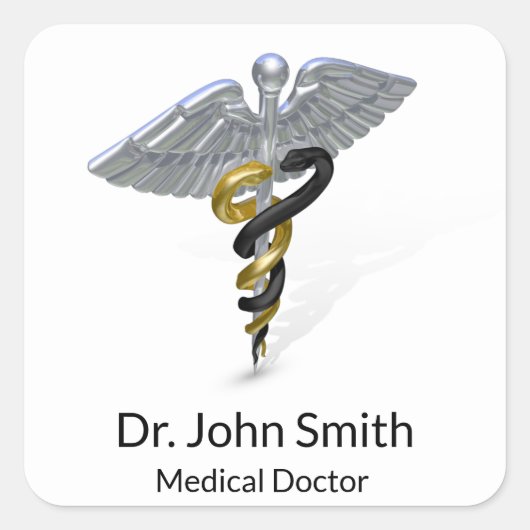 Médicale Silver Caduceus Black Gold - Sticker (Devant)