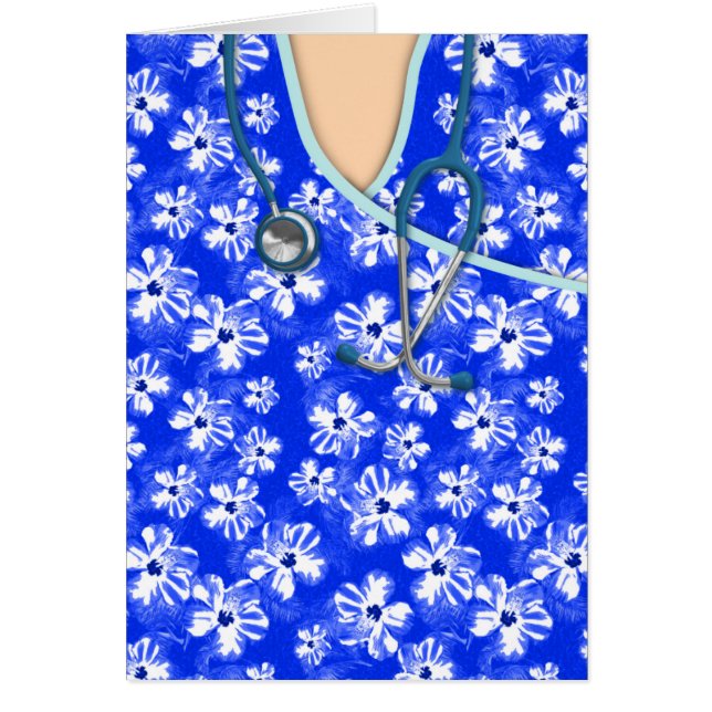 Médicale tropical bleu et blanc frotte (Devant)