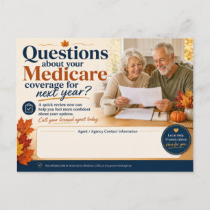 Medicare Agent Herfst Klant Herinnering Postkaart Feestdagenkaart