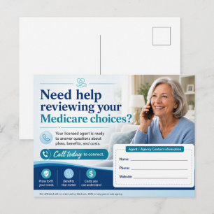 Medicare-dekkingscheck Postkaart Verzekeringslee Feestdagenkaart