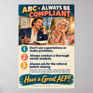 Medicare Verkoopvloerposter ABC Wees Altijd Compli Poster