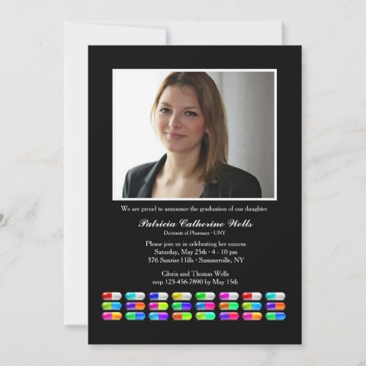 Medicatie Foto Afstuderen Uitnodiging (Voorkant)