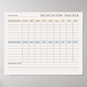 Medicatie Tracker Printable Downloadbaar Poster