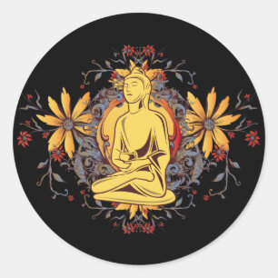 Medicijn Boeddha in Meditatie Ronde Sticker